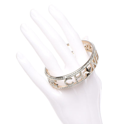 Chanel Crystal Baguette Logo Cuff Bracelet Gold 2 of 6