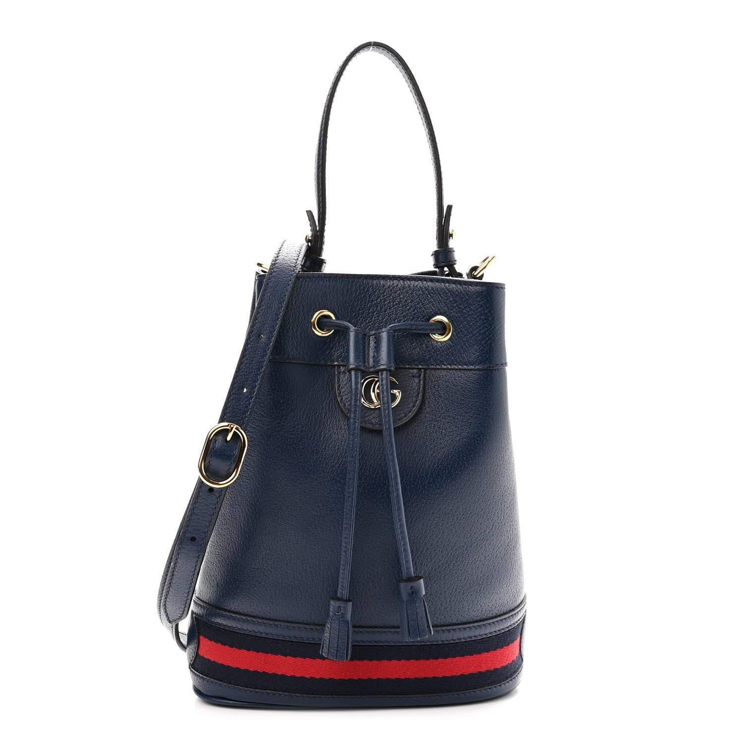 Gucci Soft Textured Calfskin Web Small Ophidia Bucket Bag Blue Agata 1 of 10