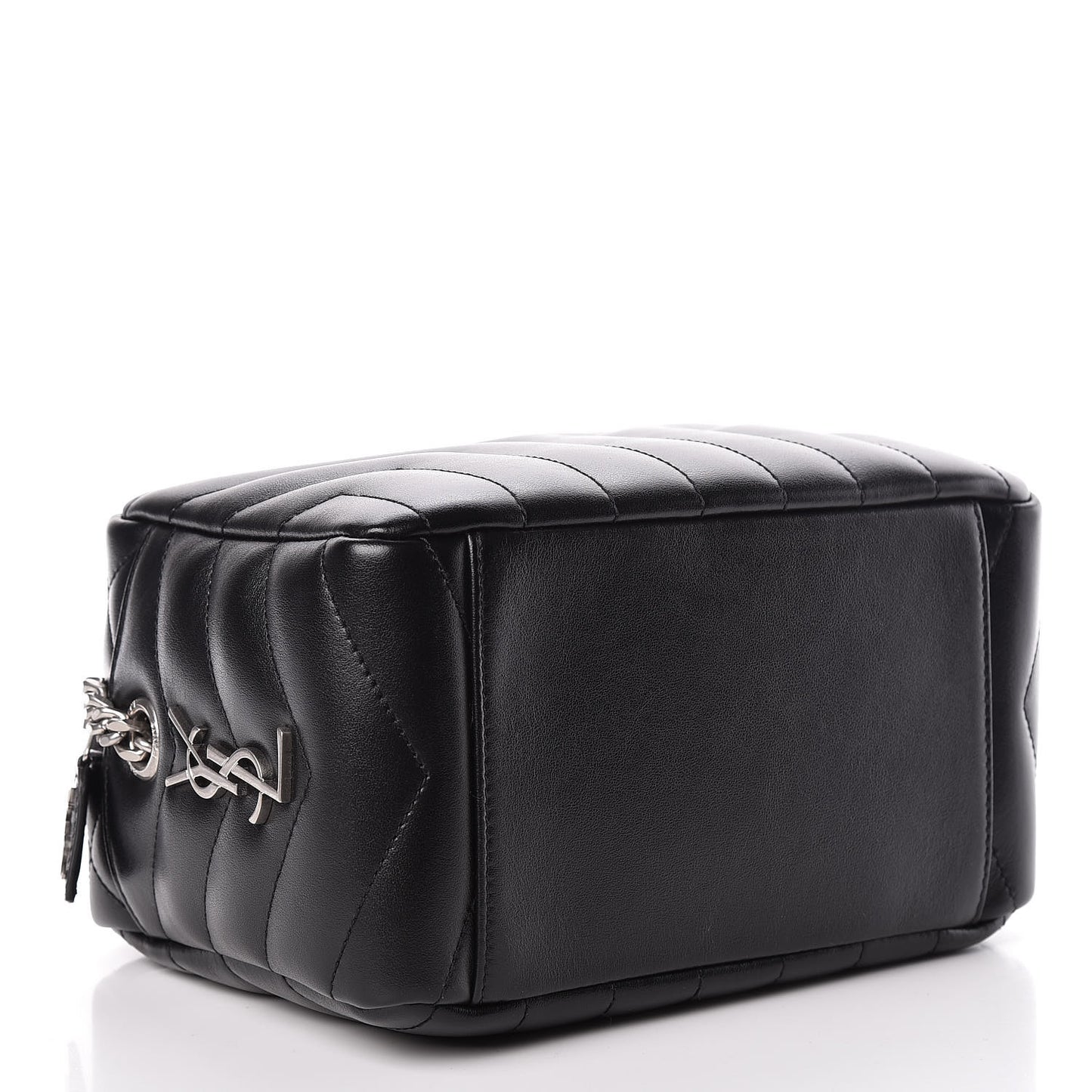 Calfskin Y Quilted Monogram Small Loulou Bowling Bag Black