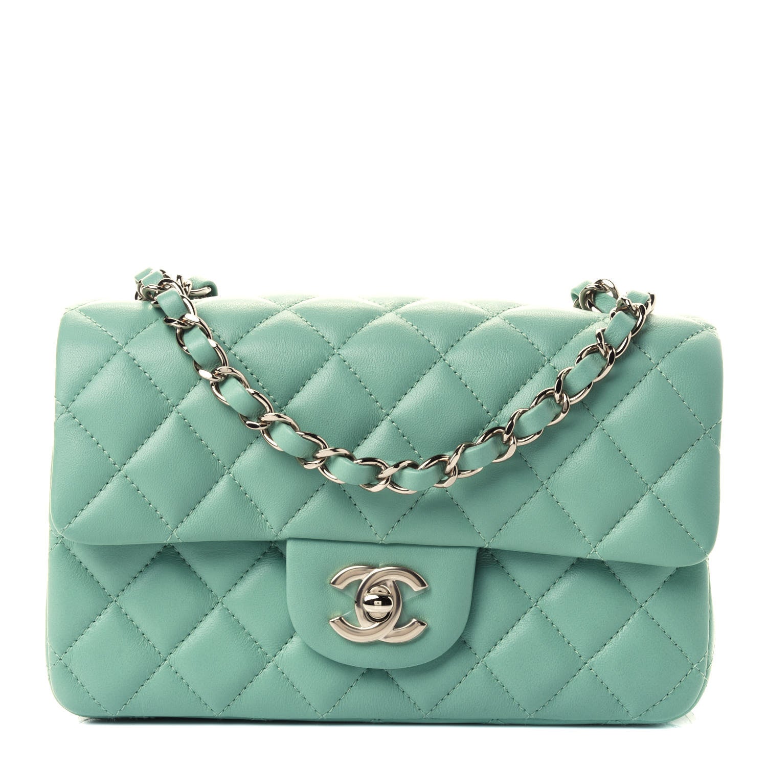 Chanel Lambskin Quilted Mini Rectangular Flap Light Green 1 of 4