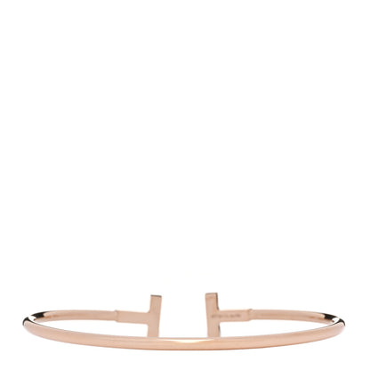 Tiffany 18K Rose Gold Diamond T Wire Bracelet 2 of 3