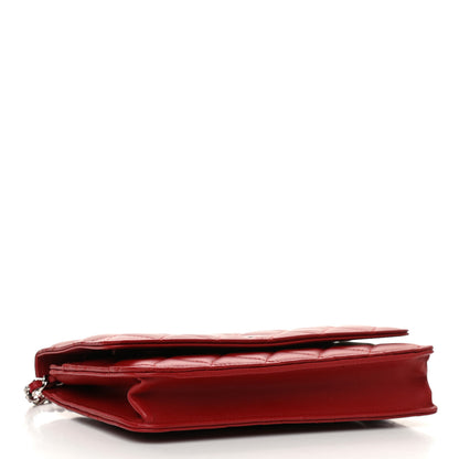 Chanel Lambskin Quilted Wallet On Chain WOC Red 4 of 12