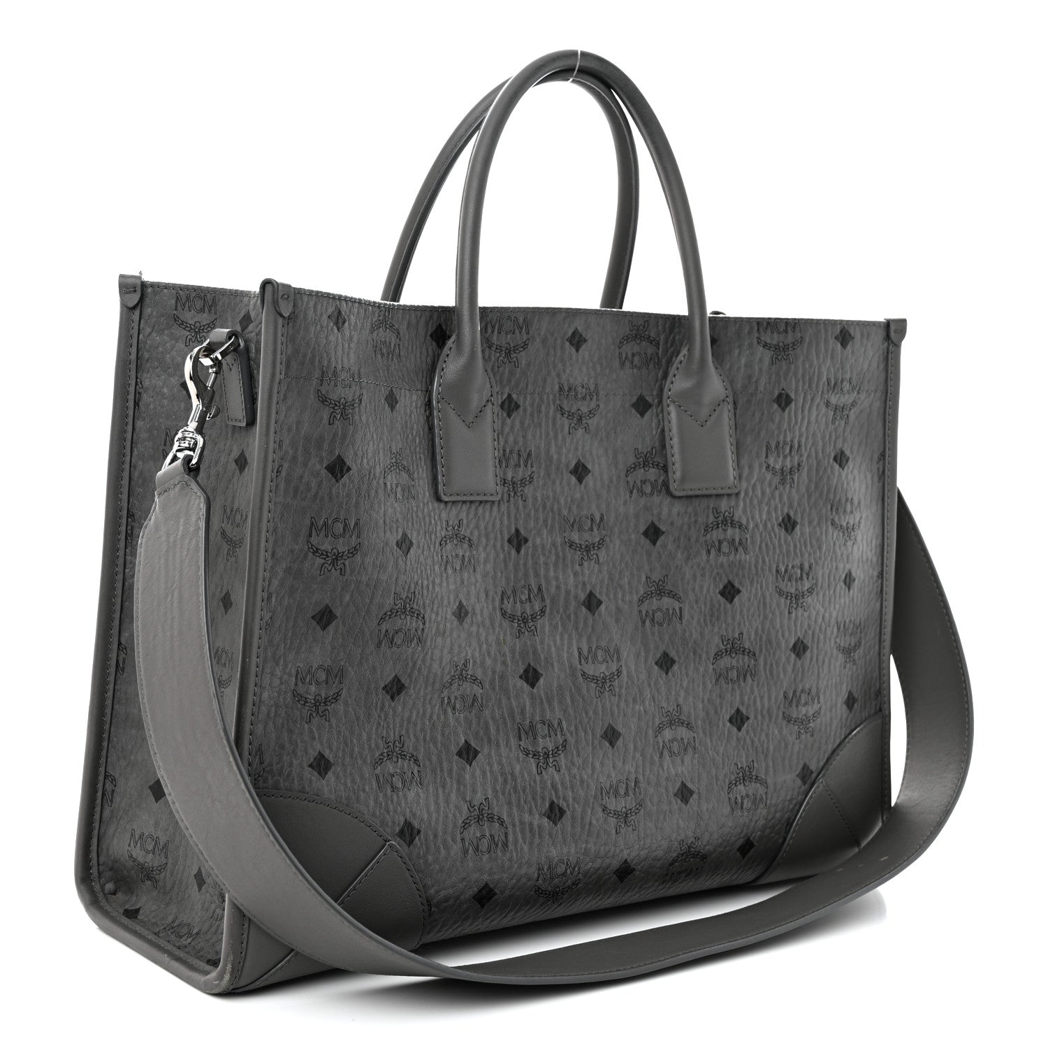MCM Visetos Large Munchen Tote Grey 4 of 12