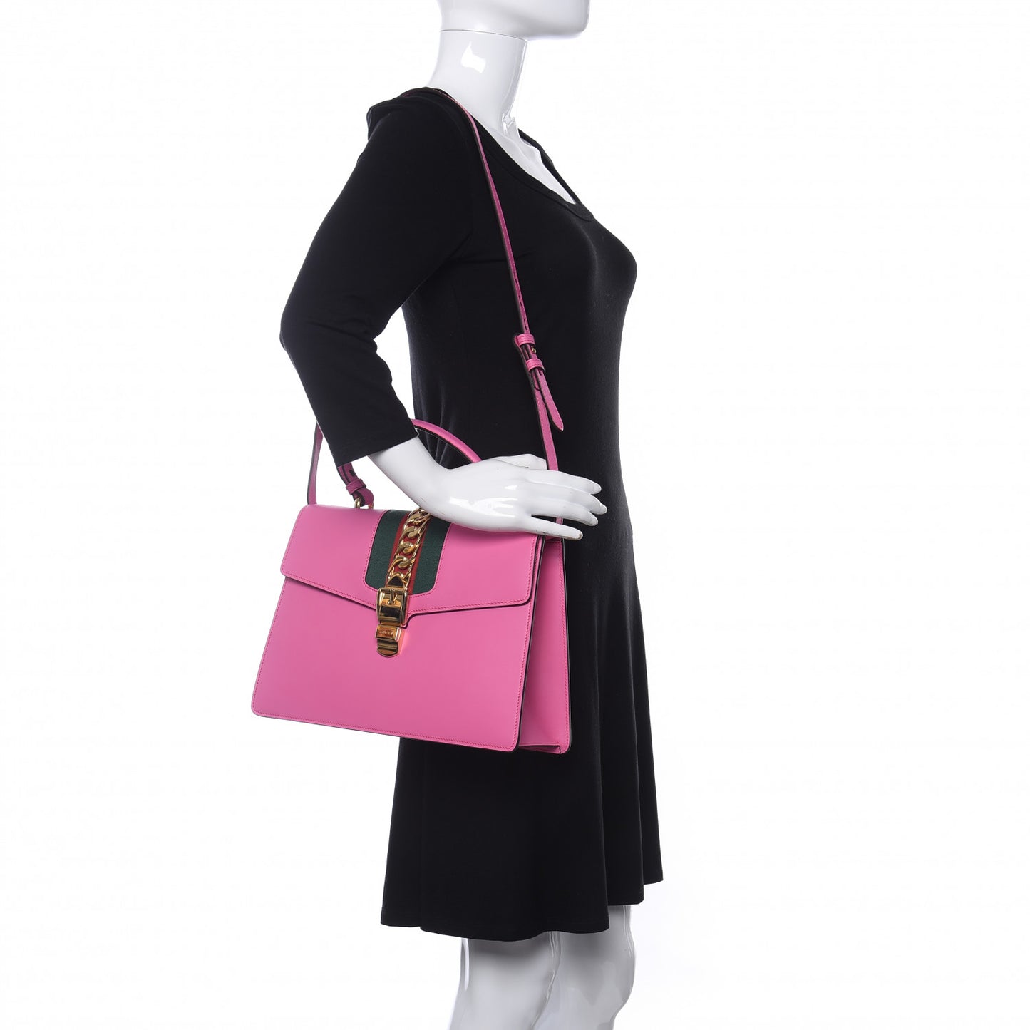 Vitello Fontanella Web Medium Sylvie Top Handle Bag Pink Tropical Flower