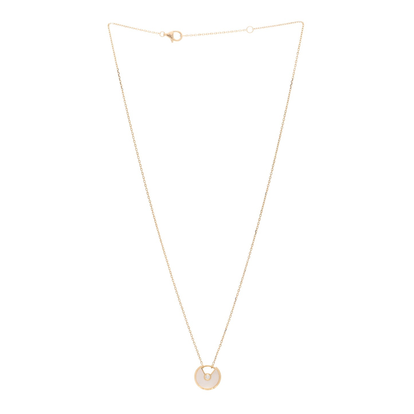 18K Yellow Gold Diamond Mother of Pearl XS Amulette de Cartier Pendant Necklace