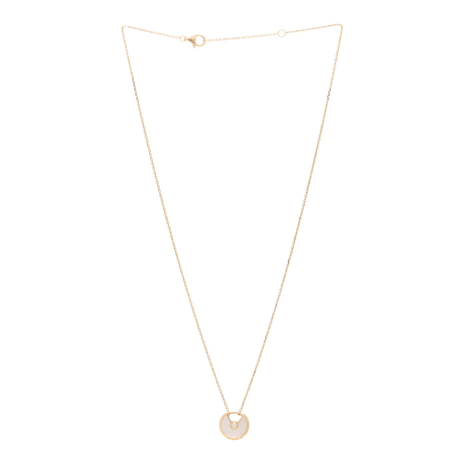 Cartier 18K Yellow Gold Diamond Mother of Pearl XS Amulette de Cartier Pendant Necklace 3 of 5