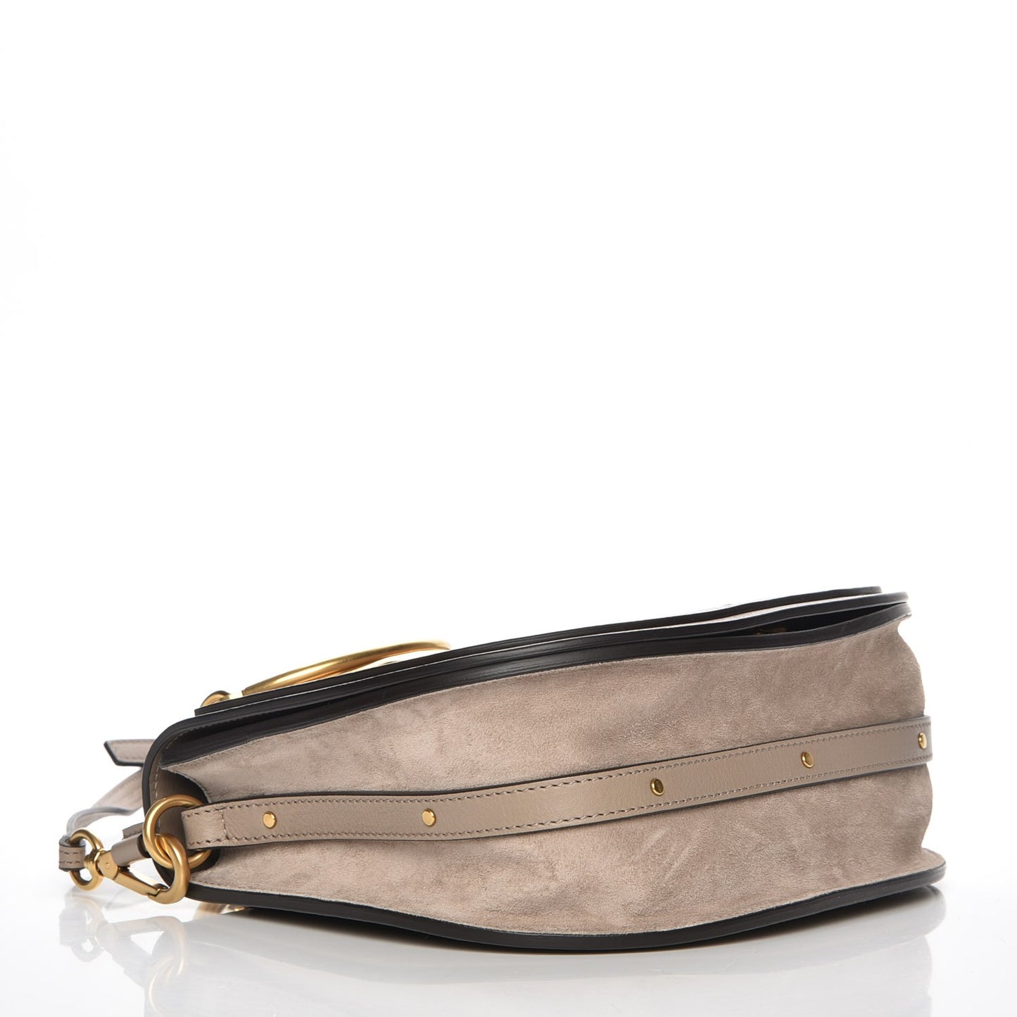 Calfskin Suede Medium Nile Bracelet Bag Motty Grey