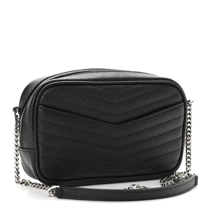 Saint Laurent Grain De Poudre Matelasse Monogram Mini Lou Camera Bag Black 3 of 10