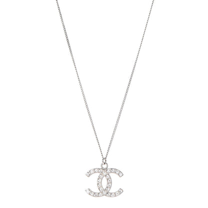 Chanel Baguette Crystal CC Necklace Silver 1 of 4