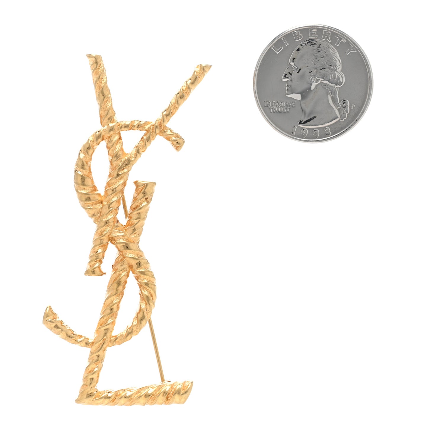 Brass Cassandre Opyum YSL Twisted Brooch Gold