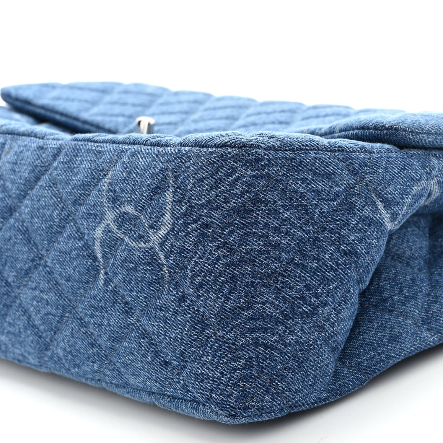 Chanel Denim Quilted CC Print Jumbo Single Flap Blue 10 of 10