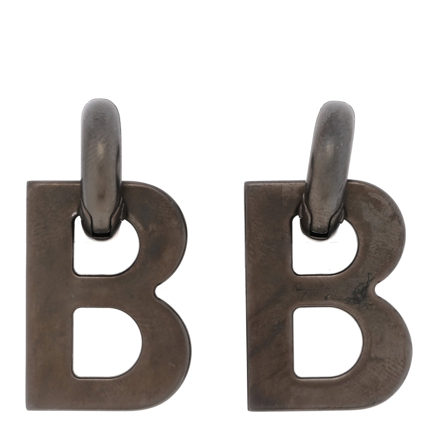 Metal B Chain Drop Earrings XS Silver