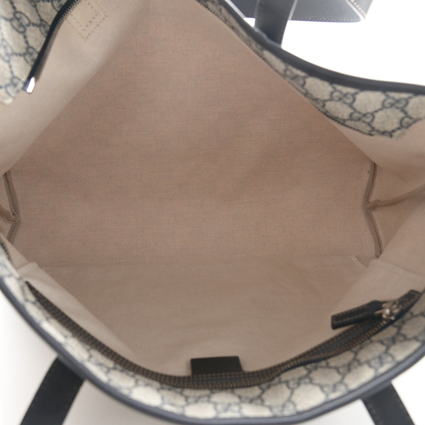 GG Supreme Monogram Medium Zippered Shopping Tote Navy