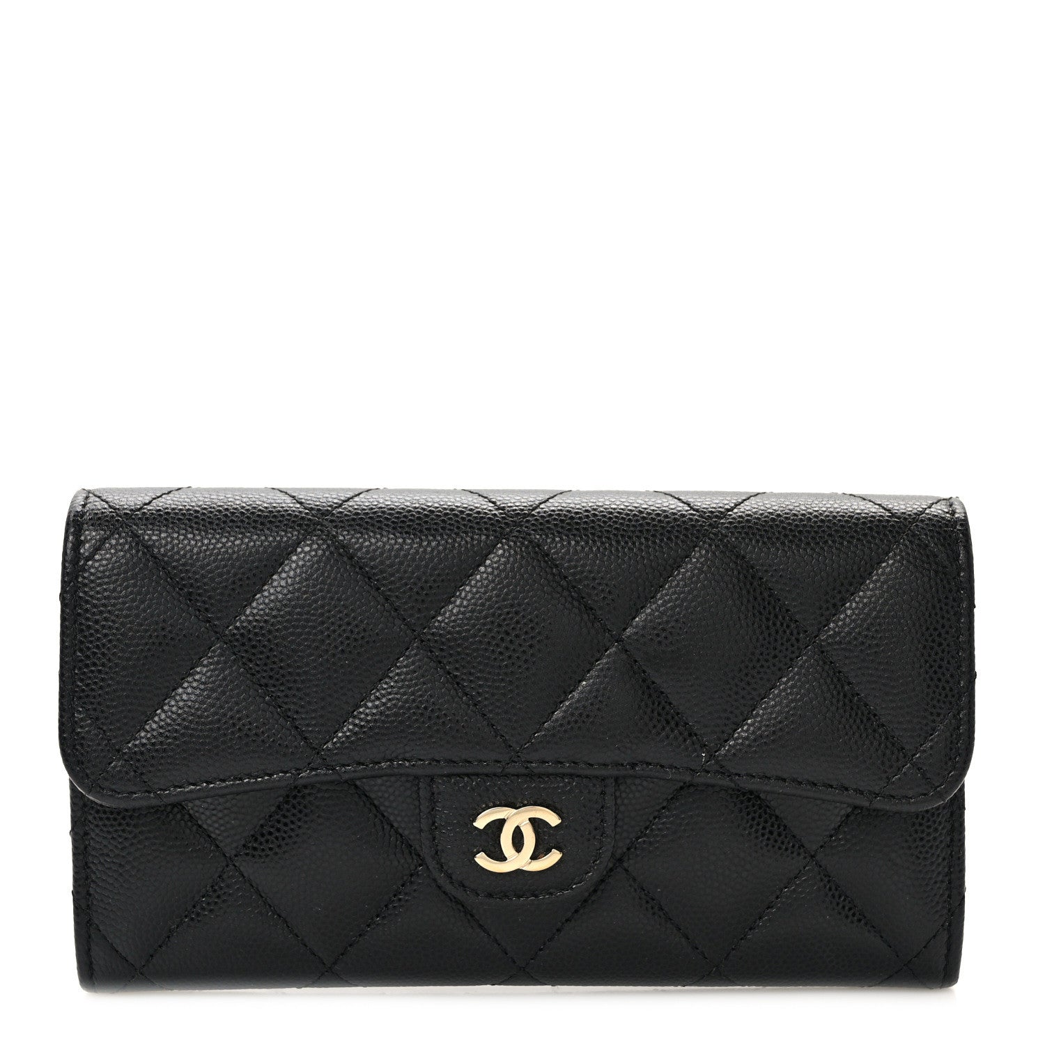 Chanel Caviar Quilted Medium Gusset Flap Wallet Black 1 of 11
