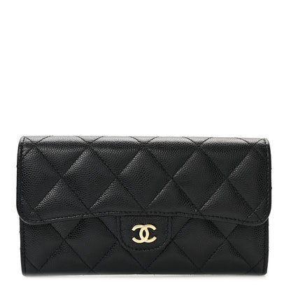 Chanel Caviar Quilted Medium Gusset Flap Wallet Black 1 of 11