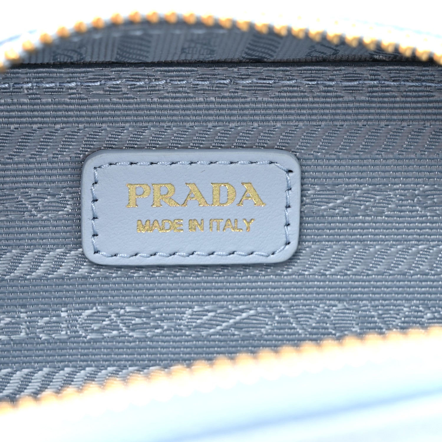 Prada Saffiano Metal Triangle Logo Mini Pouch with Handle Blue