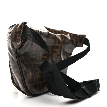 Fendi Glazed Fabric Vitello Century FF 1974 Stamp Patch Mens Pocket Belt Bag Mogano Panna Black 3 of 11