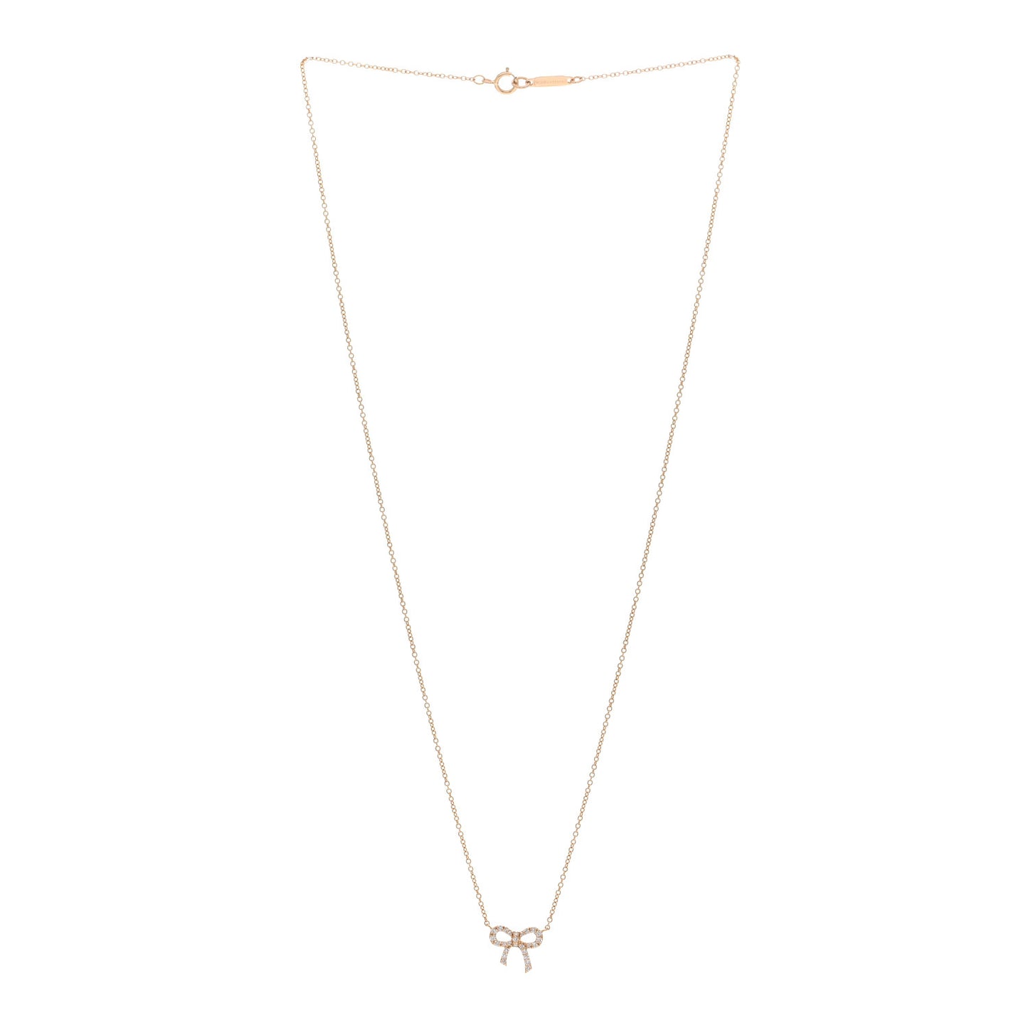 18K Rose Gold Diamond Mini Bow Pendant Necklace