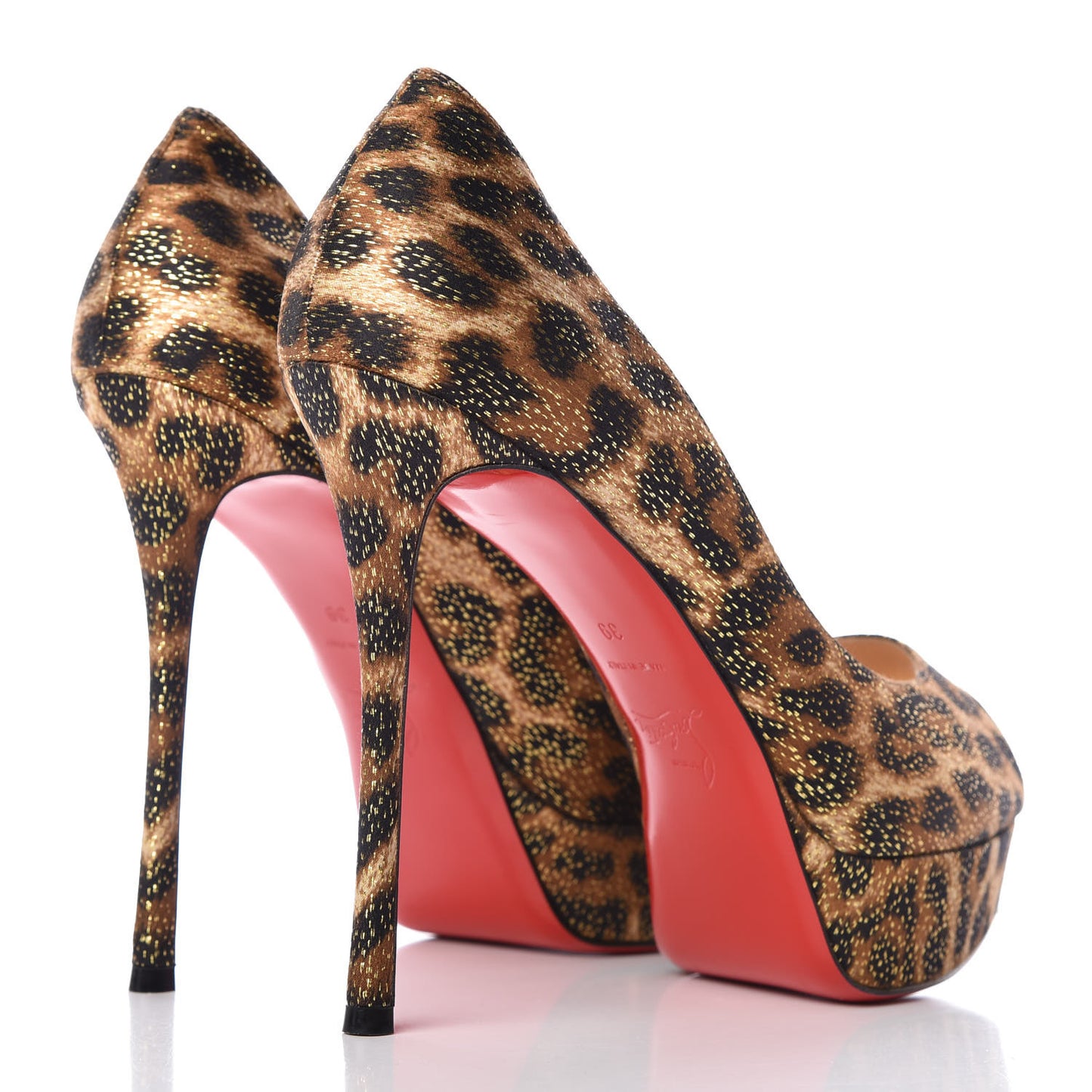 Lurex Specchio Leopard Fetish Peep 130 Pumps 39 Black Gold