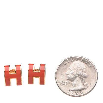 Hermes Palladium Lacquered Pop H Earrings Orange Fonce 2 of 5