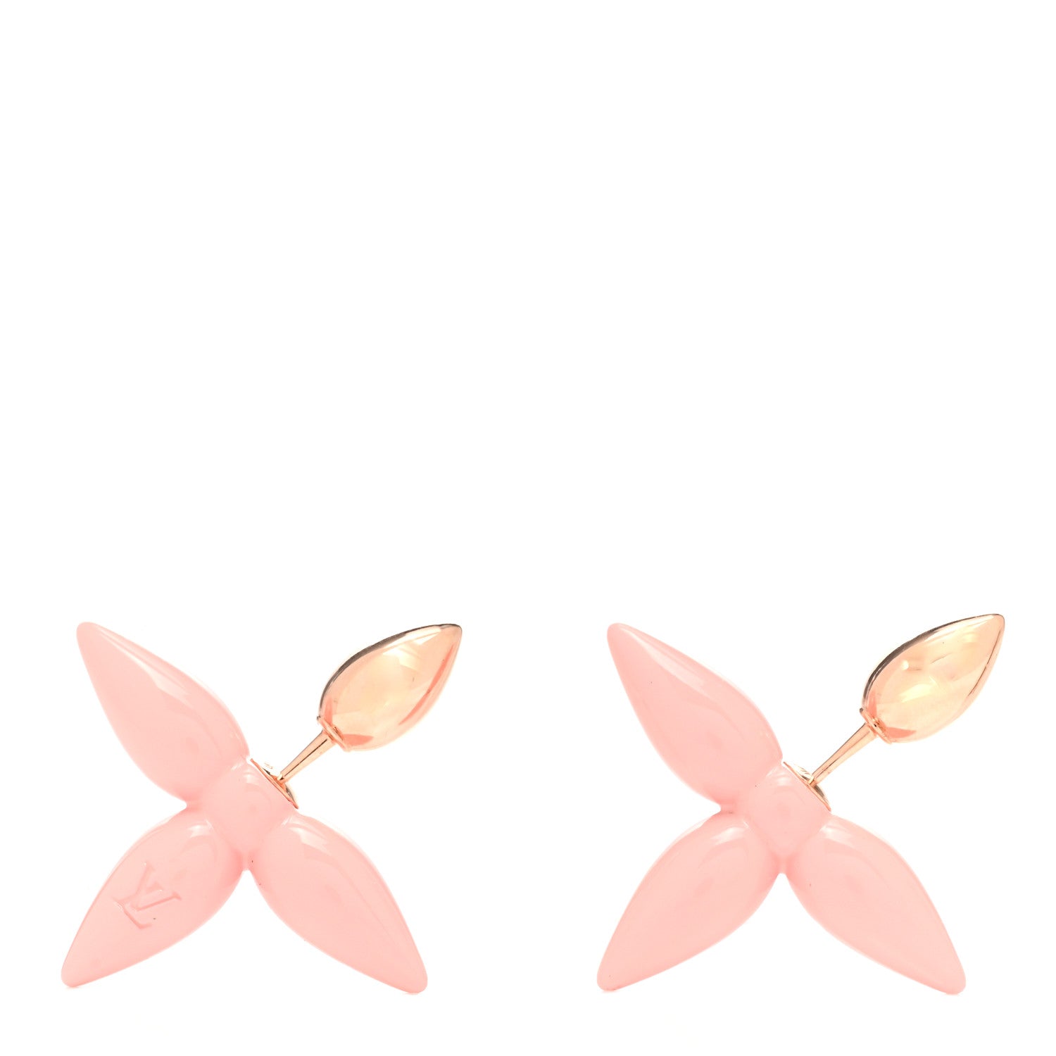 Louis Vuitton Resin Louisette By Night Earrings Gold Pink 1 of 4