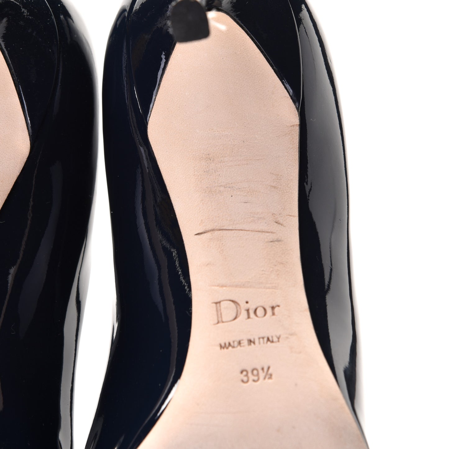 Patent Dioressence Pointed Toe 70mm Pumps 39.5 Marine