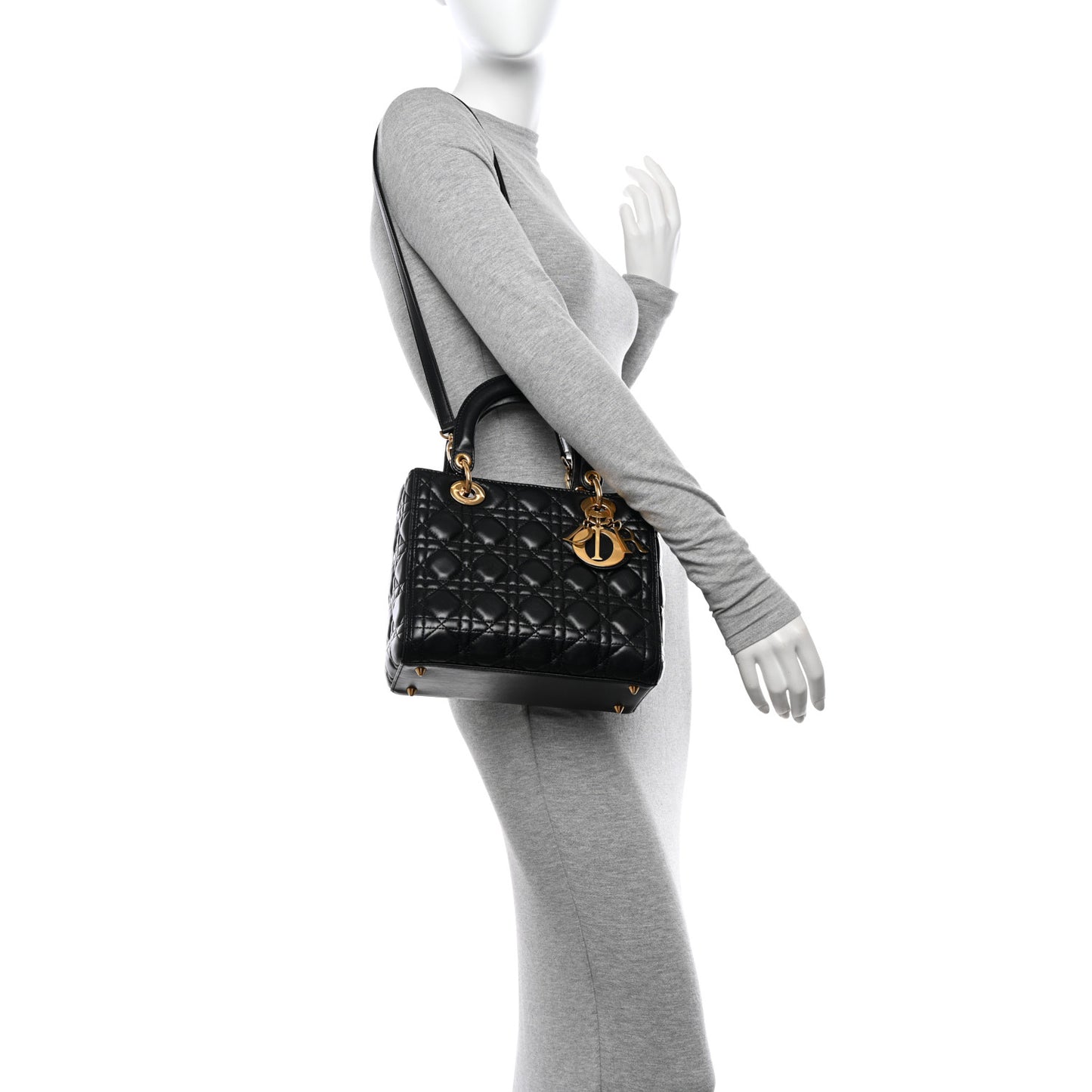 Lambskin Cannage Medium Lady Dior Black