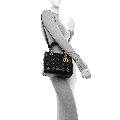 Christian Dior Lambskin Cannage Medium Lady Dior Black 2 of 13