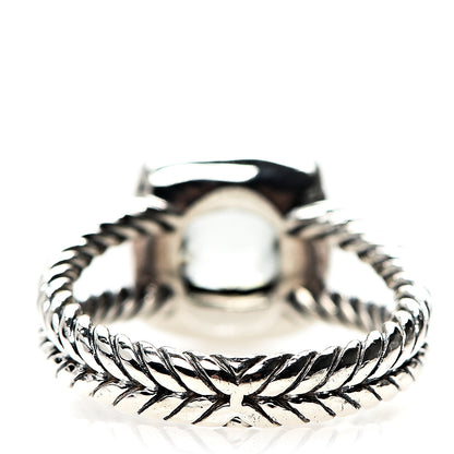 David Yurman Sterling Silver Diamond Prasiolite 7mm Petite Albion Ring 52 6 3 of 4