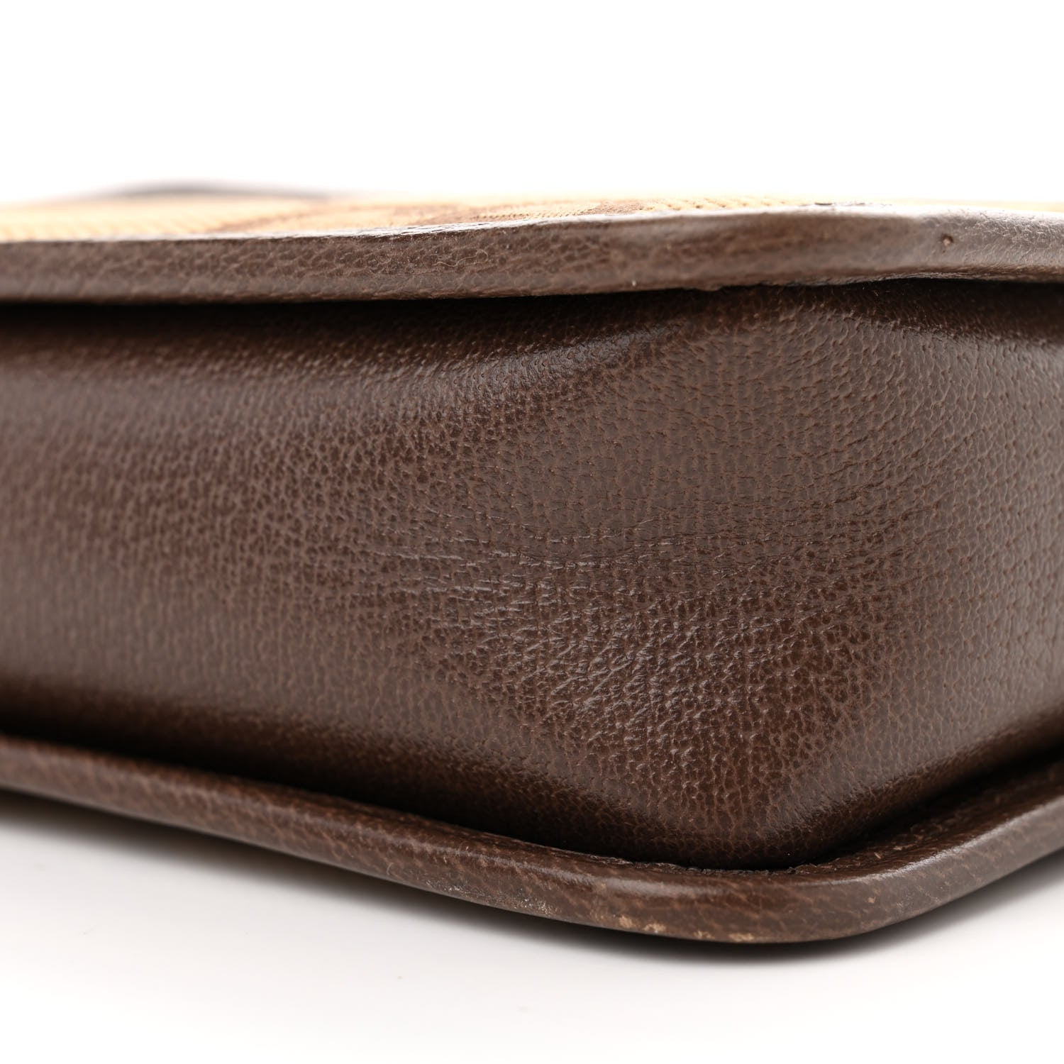 Gucci Monogram Jumbo GG Textured Dollar Calfskin Web Mini Crossbody Bag Camel Ebony New Acero 9 of 11