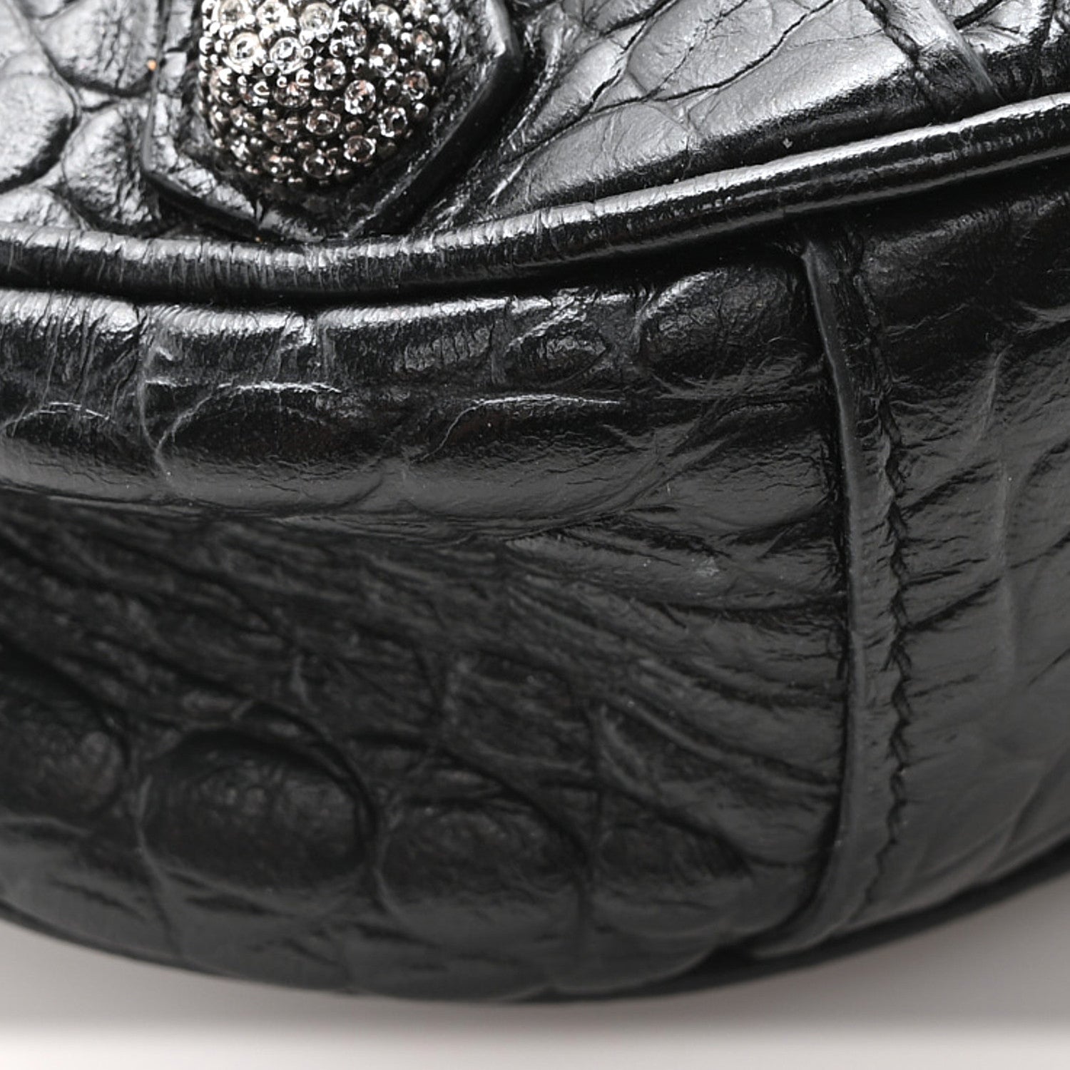 Balenciaga Extra Supple Calfskin Crystal Crocodile Embossed Le Cagole Shoulder Bag XS Black 10 of 11