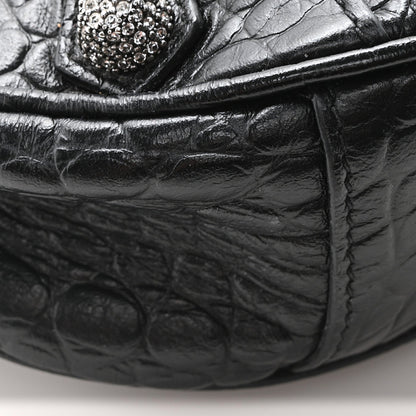 Balenciaga Extra Supple Calfskin Crystal Crocodile Embossed Le Cagole Shoulder Bag XS Black 10 of 11