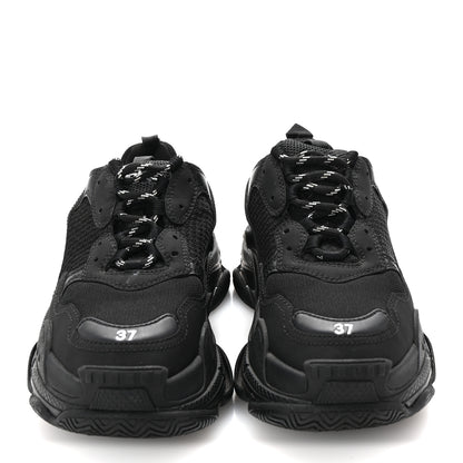 Balenciaga Fabric Mesh Womens Triple S Sneakers 37 Black 3 of 10