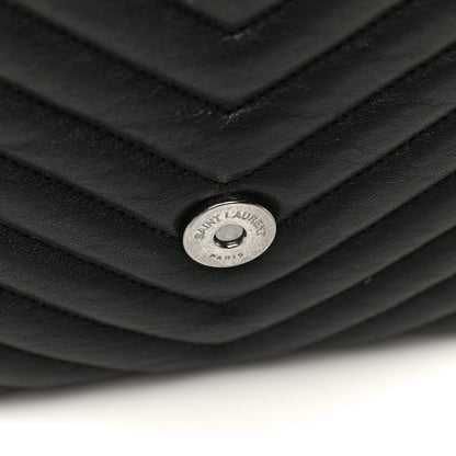 Saint Laurent Sheepskin Matelasse Chevron Monogram Medium College Bag Black 15 of 21