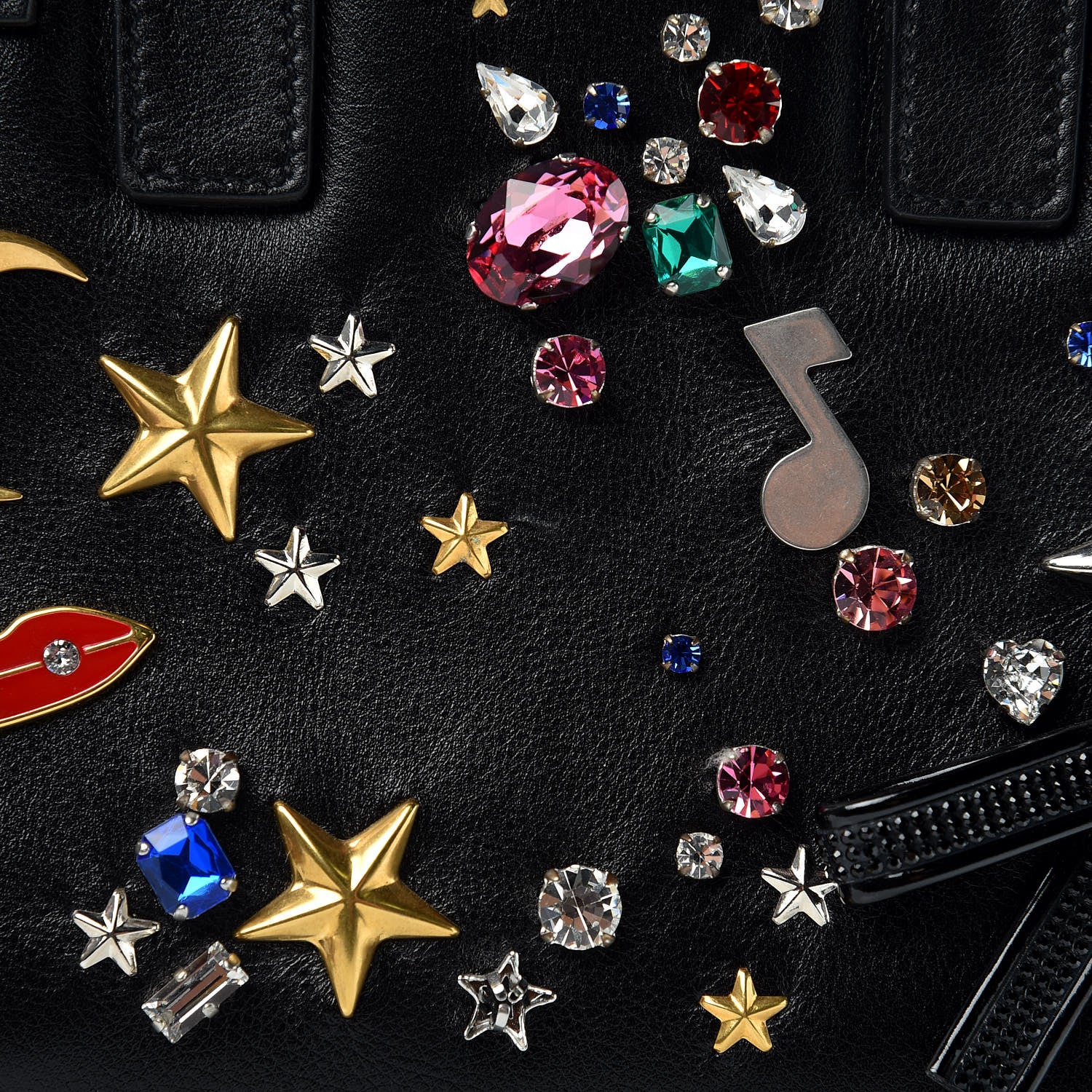 Saint Laurent Calfskin Crystal Embellished Nano Sac de Jour Black 14 of 17