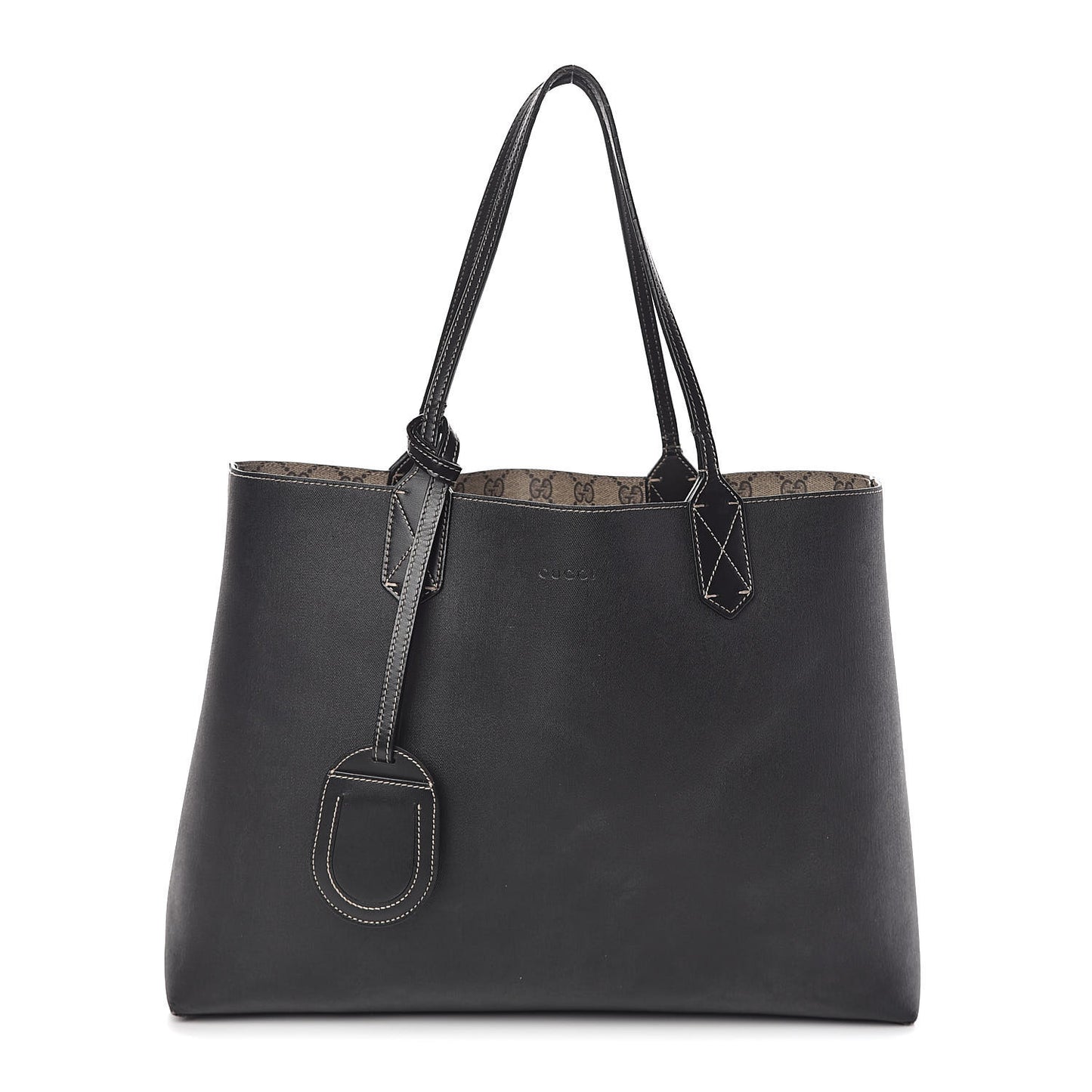 Calfskin GG Supreme Monogram Medium Reversible Tote Black