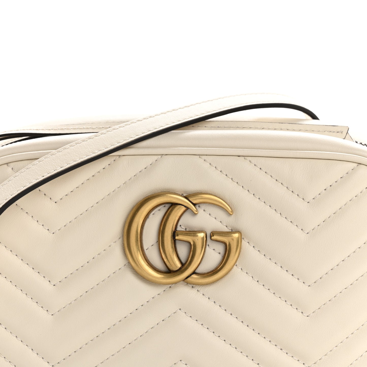 Calfskin Matelasse Small GG Marmont Chain Shoulder Bag White