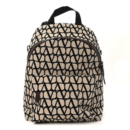 Valentino Garavani Toile Iconographe Backpack Naturale Black Fondant 1 of 9