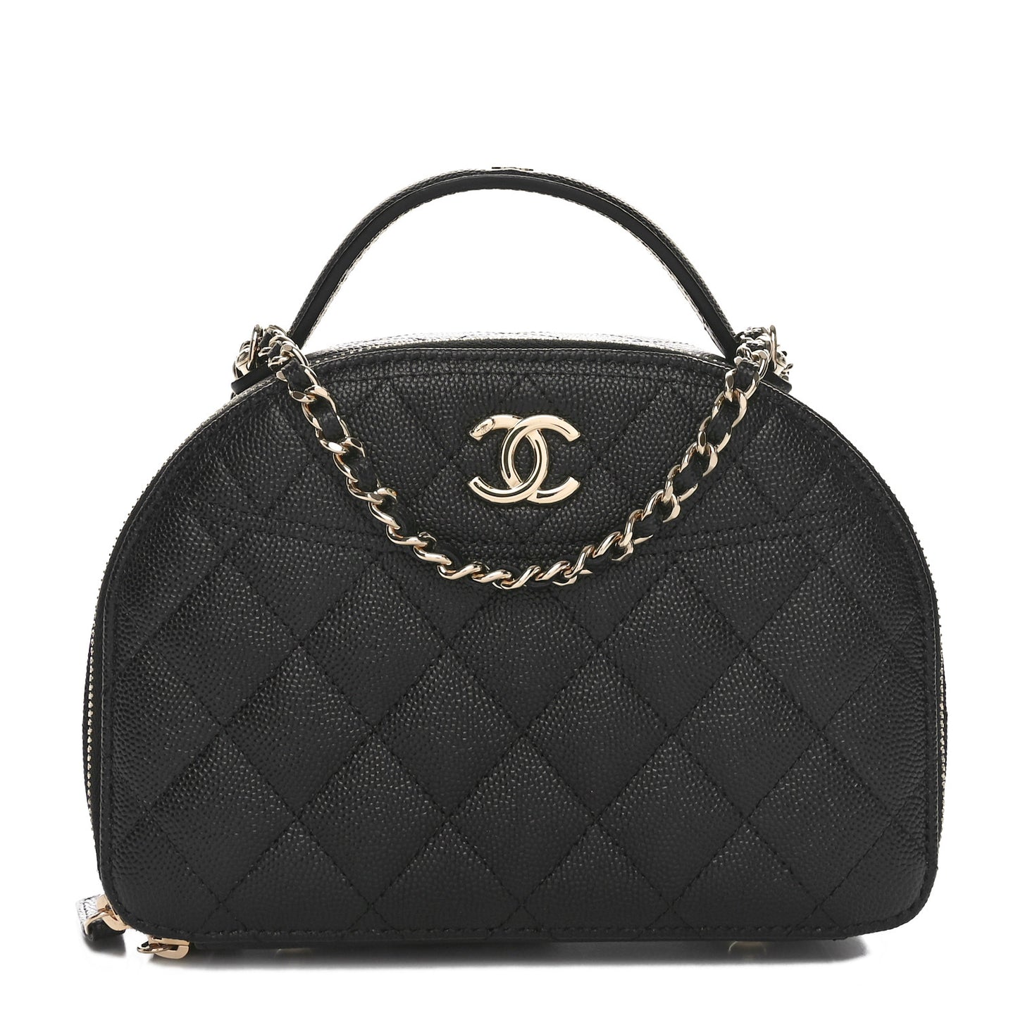 Caviar Quilted Top Handle Vanity Case Black