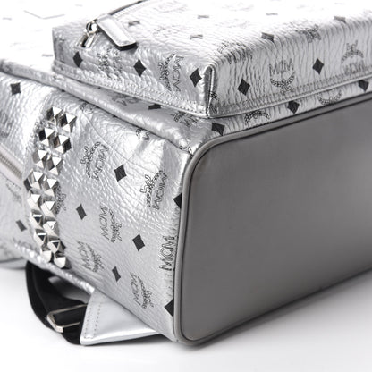 MCM Metallic Visetos Medium Side Stud Stark Backpack Berlin Silver 5 of 11