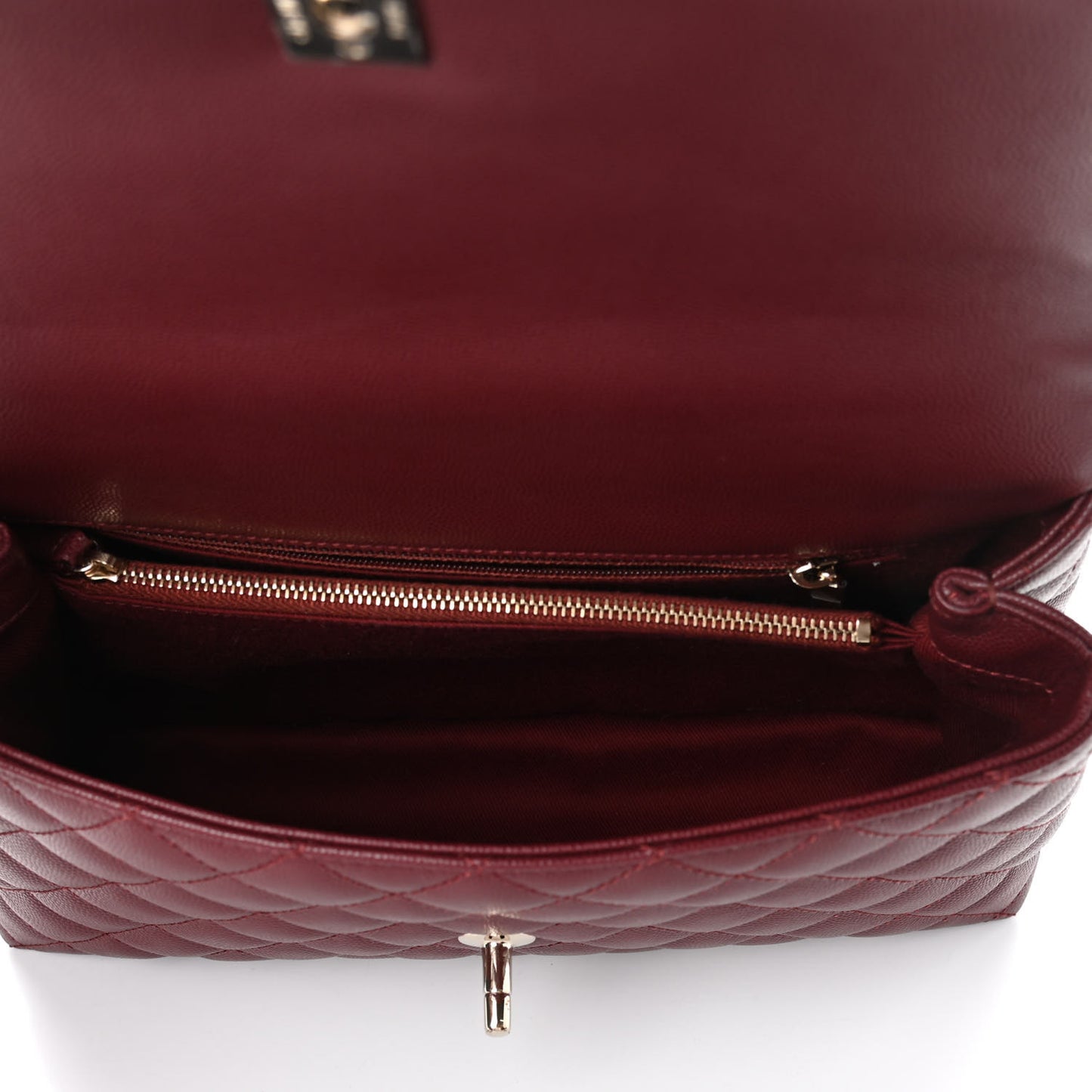 Caviar Quilted Small Coco Handle Flap Burgundy
