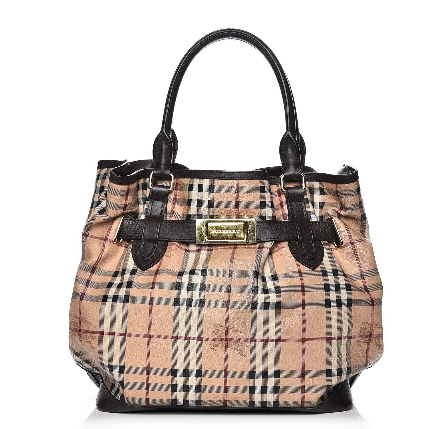 Burberry Haymarket Check Medium Golderton Tote Chocolate 1 of 20