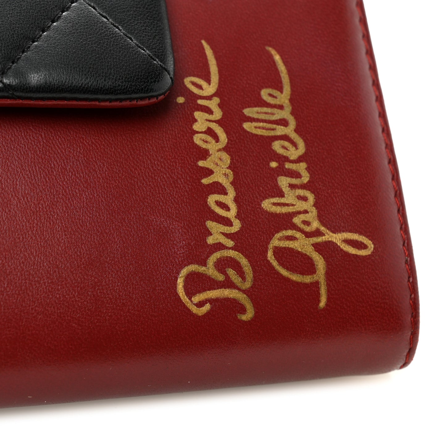 Calfskin Quilted Brasserie Gabrielle Menu CC Clutch Dark Red