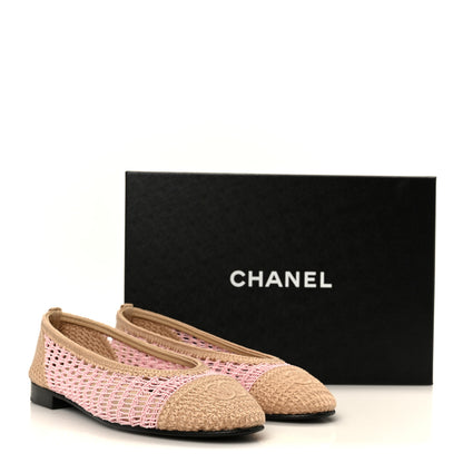 Chanel Raffia Cap Toe Ballerina Flats 36.5 Pink Beige 10 of 10