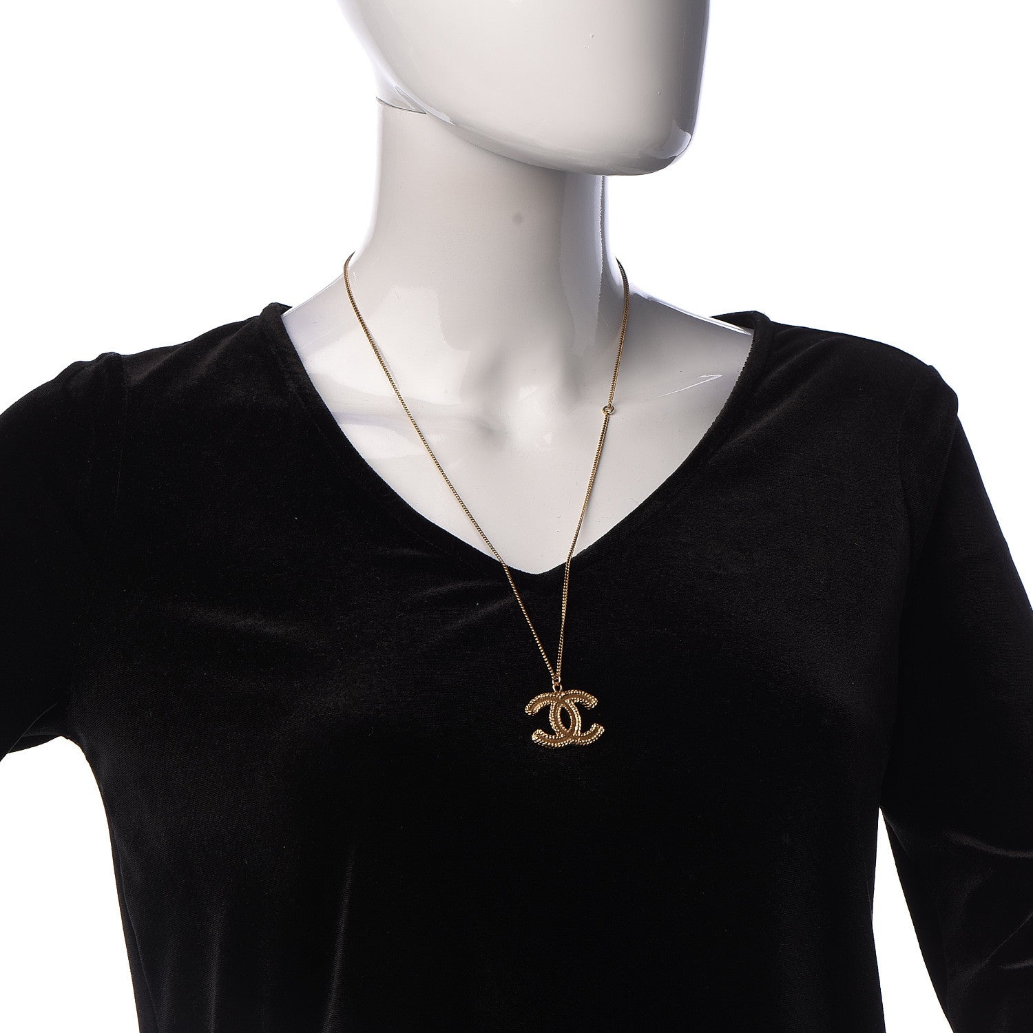 Chanel CC Pendant Necklace Gold 2 of 5