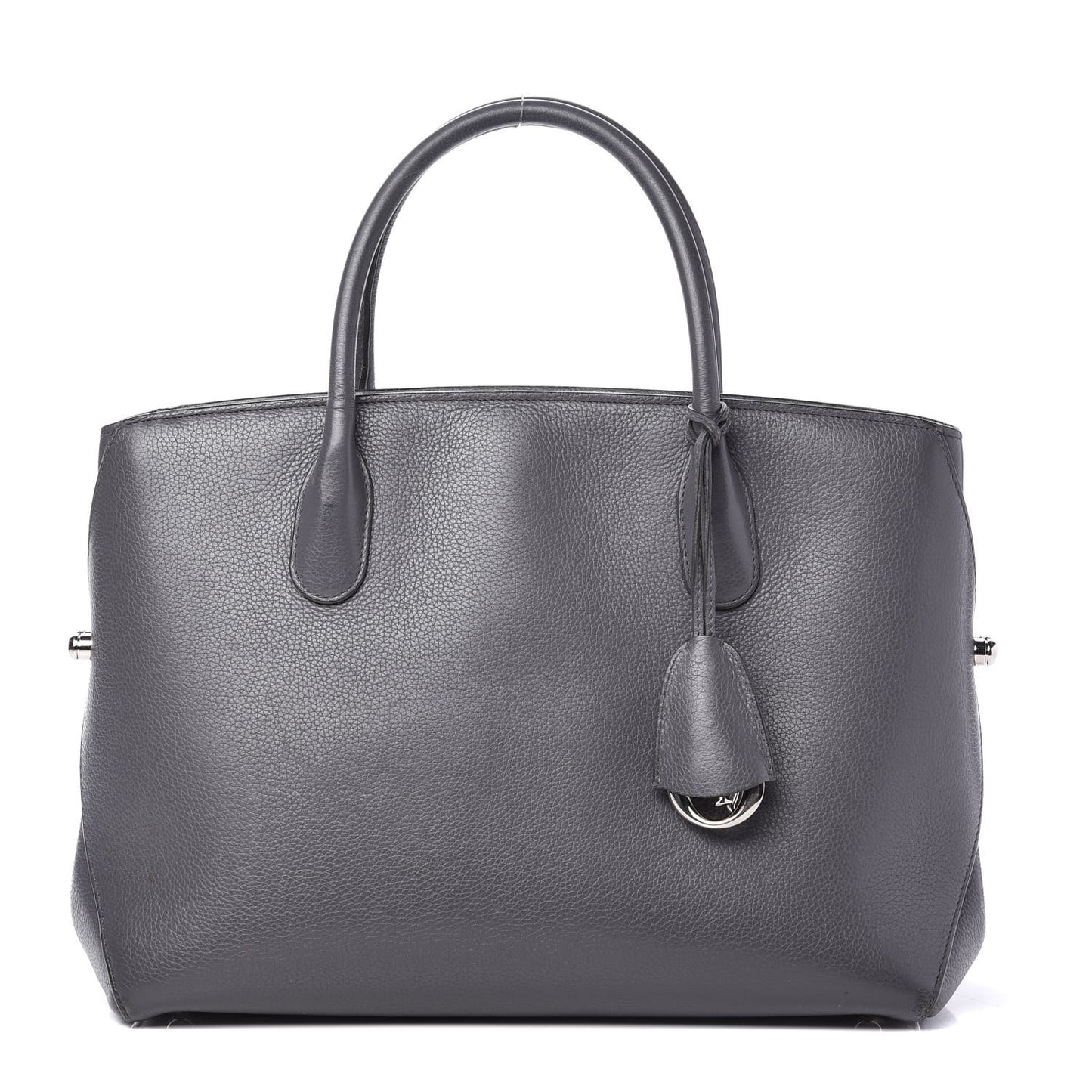 Supple Grained Calfskin Large Open Bar Tote Grey