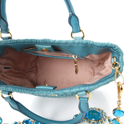 Miu Miu Nappa Matelasse Swarovski Crystal Tote Turchese 6 of 8