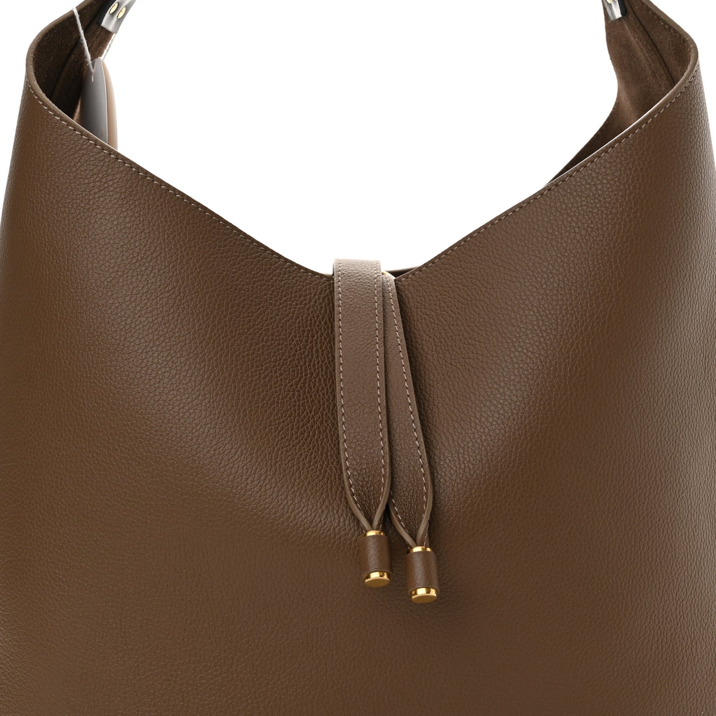 Grained Calfskin Marcie Hobo Tote Dark Nut
