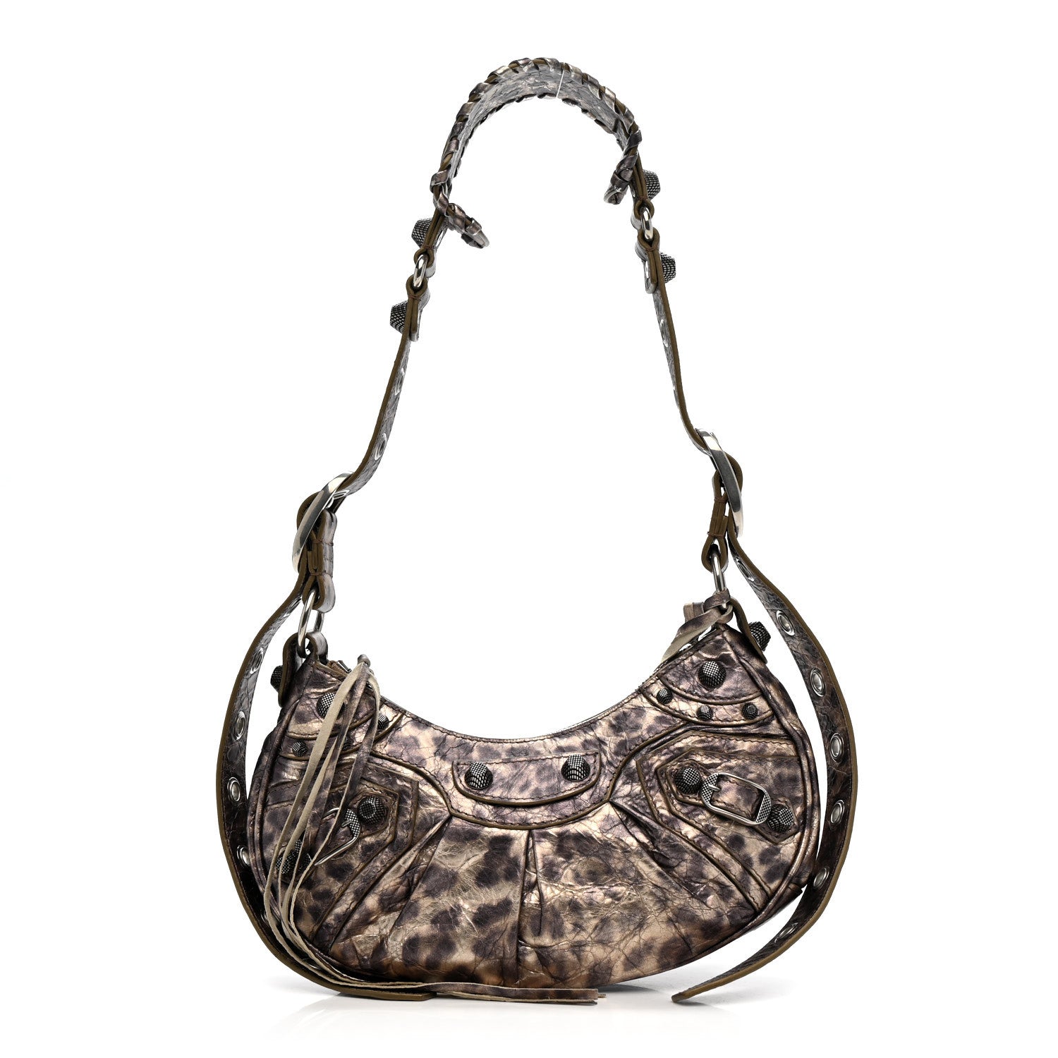 Balenciaga Metallic Agneau Arena Leopard Le Cagole Shoulder Bag XS Brown 1 of 12