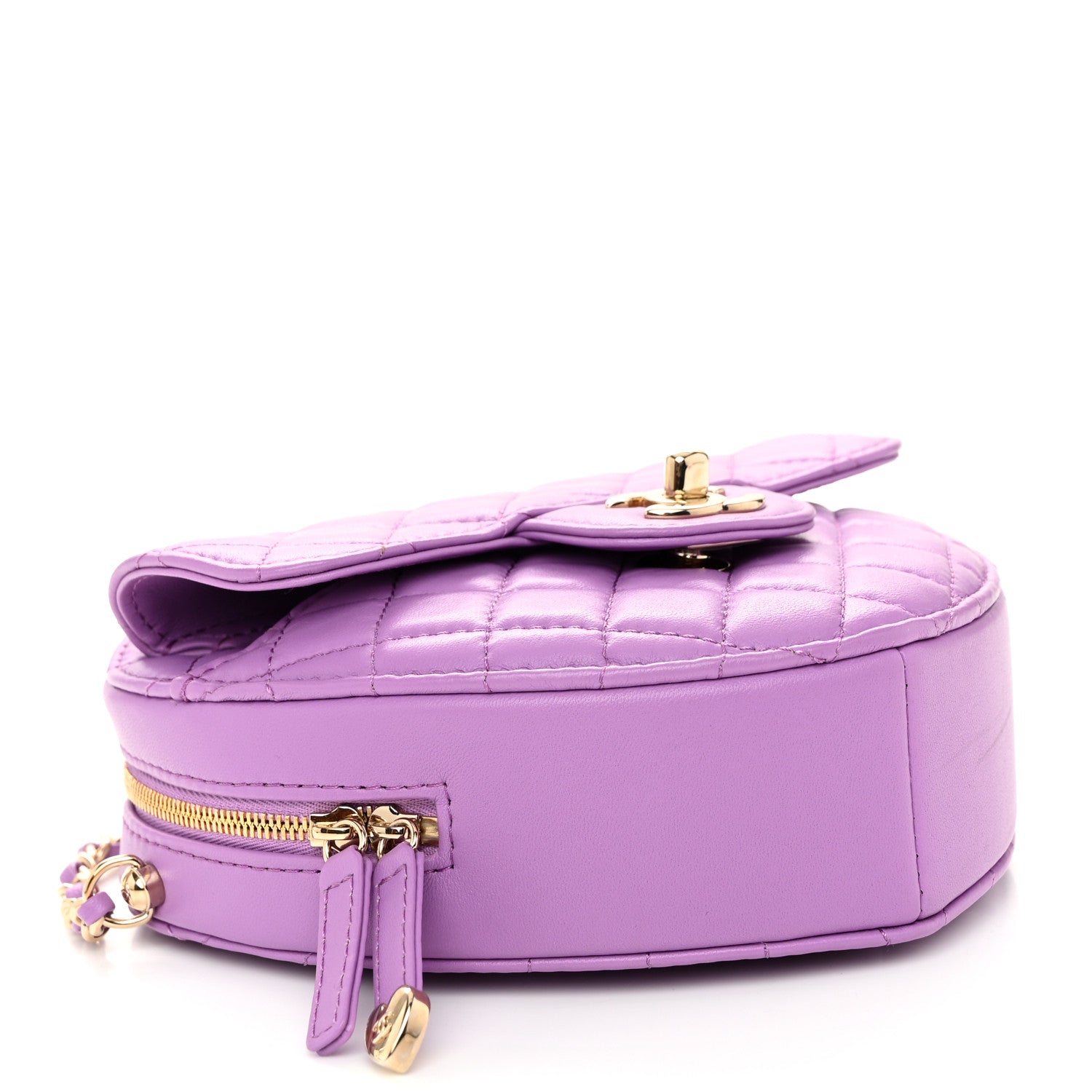Chanel Lambskin Quilted CC Large In Love Heart With Chain Purple 4 of 11